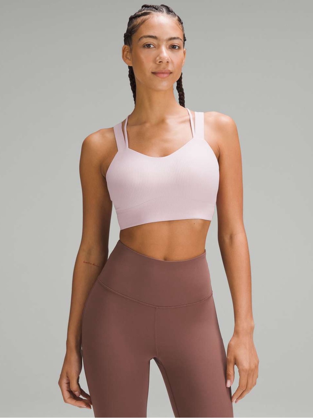Lululemon Like a Cloud Longline Ribbed Bra 6 Pink Peony Light Support D/DD Cups